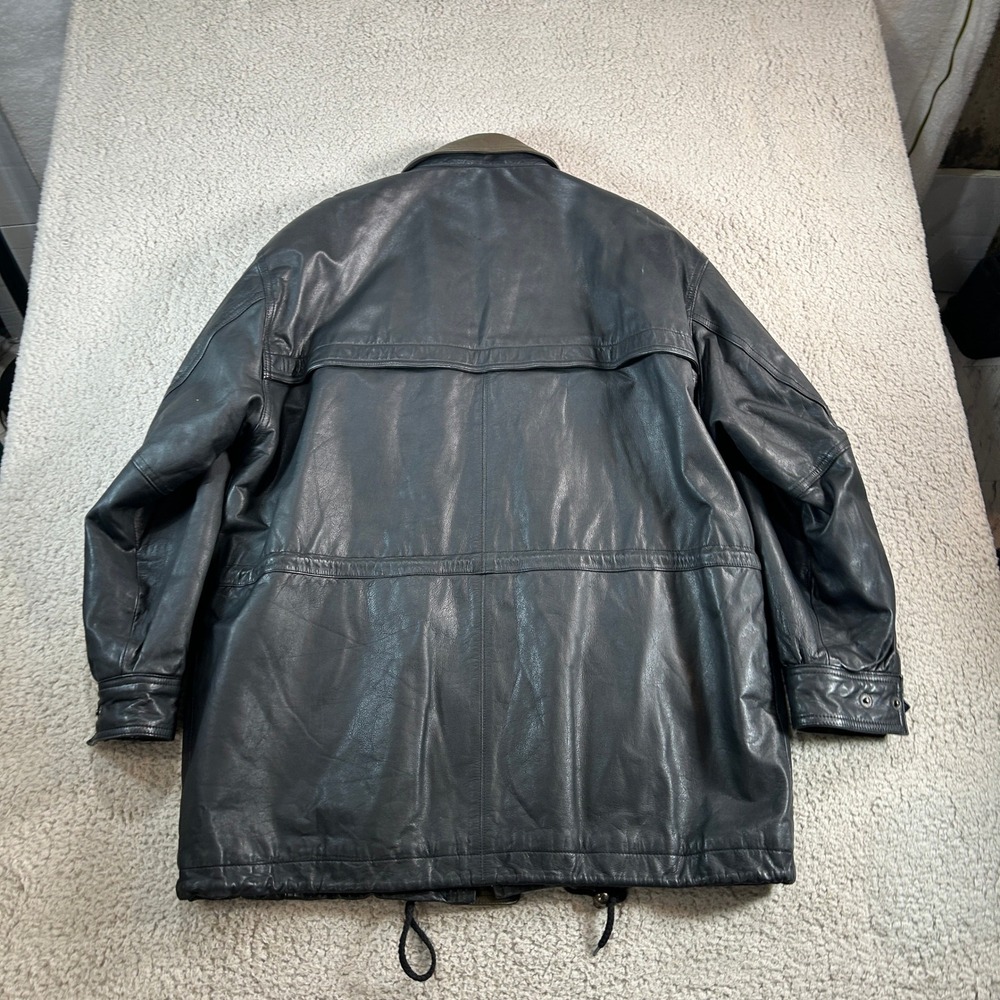 Vintage Luis Alvear Leather Jacket Mens L Bomber Style Black Olive Pockets Korea - Picture 8 of 12
